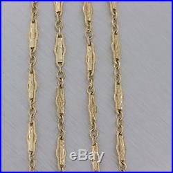 1930s Antique Art Deco 14k Yellow Gold Long Fancy Plaque Chain Link Necklace 24