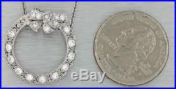 1930s Antique Art Deco Filigree 18k Gold Platinum. 70ct Diamond Pendant Necklace