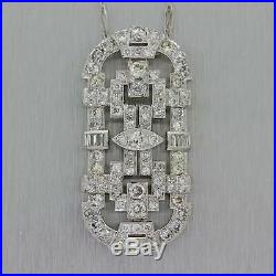 1930s Antique Art Deco Platinum 5.00ctw Diamond Pendant Chain Necklace