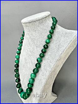 1930s Art Deco Arts&Crafts Green Malachite Graduated Beads Necklace 117gr