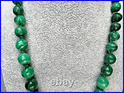 1930s Art Deco Arts&Crafts Green Malachite Graduated Beads Necklace 117gr