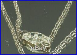 1930s Art Deco CAMPHOR GLASS Necklace SUNRAY CRYSTAL 15 Chain STERLING Silver