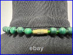 1930s Art Deco Green Malachite Graduated Beads Beaded Necklace 87gr