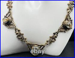 1930s Art Deco / Nouveau Crystal Cameo Intaglio Station Necklace