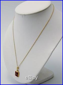 1940s Art Deco 14K Yellow Gold & Carnelian Necklace Pendant & Chain No Reserve