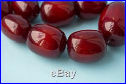 195 grams Art Deco Cherry fake Amber Bakelite style Oval Beads Necklace