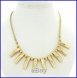1960s Art Deco Style Solid 14k Yellow Gold Herringbone Chain Choker Necklace