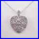 1Ct Round Real Moissanite Heart Vintage Art Deco Pendant 14K White Gold Plated