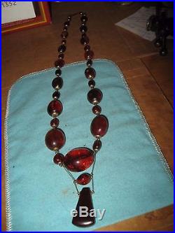 20 Art Deco Graduated Amber Necklace with gold fittings and clasp 37 gm