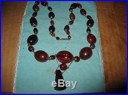 20 Art Deco Graduated Amber Necklace with gold fittings and clasp 37 gm