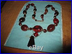 20 Art Deco Graduated Amber Necklace with gold fittings and clasp 37 gm