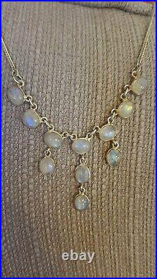263A art deco/ edwardian silver 925 moonstone necklace