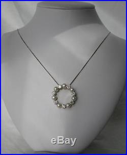 2CT Diamond Flawless Pearl Pendant Appraised $7095 Art Deco Necklace 14K Gold