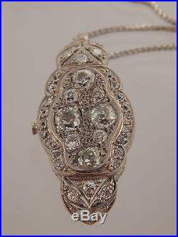 3.20 tcw ART DECO Old Mine Cut Diamond G/VS Handmade Pendant Platinum Necklace