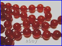 30 Long Knotted Vintage 1930s Art Deco 10mm Bead Natural Carnelian Necklace