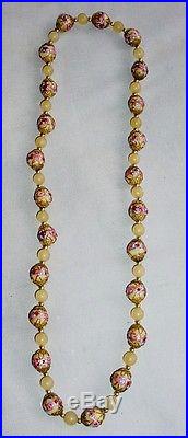 31 Antique Art Deco Venetian Murano Roses Gold WEDDING CAKE Bead Glass Necklace