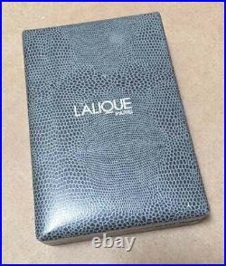 $395 LALIQUE Logo Art Deco Font Letter Aquamarine Crystal Pendant Necklace NIB