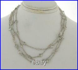 4.89 Carats Old European Diamonds Plat Art Deco Style Necklace 44 Inches Long