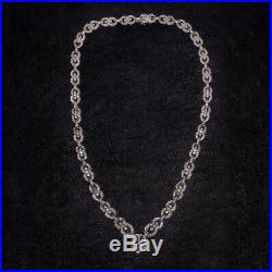 4 Carat Vintage Diamond Chain Necklace 18k 46 Gram White Gold Art Deco Natural