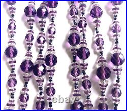 56 ART DECO Purple Faceted Crystal Bead withGraduated Discs GORGEOUS Necklace