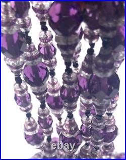 56 ART DECO Purple Faceted Crystal Bead withGraduated Discs GORGEOUS Necklace