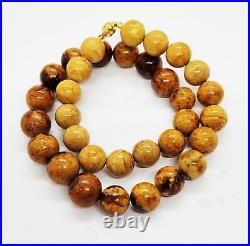 57.19g AMBER BEAD NECKLACE ANTIQUE RARE ART DECO EGG YOLK CHINESE