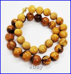 57.19g AMBER BEAD NECKLACE ANTIQUE RARE ART DECO EGG YOLK CHINESE