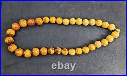 57.19g AMBER BEAD NECKLACE ANTIQUE RARE ART DECO EGG YOLK CHINESE