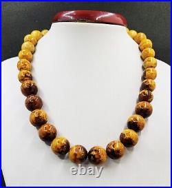 57.19g AMBER BEAD NECKLACE ANTIQUE RARE ART DECO EGG YOLK CHINESE