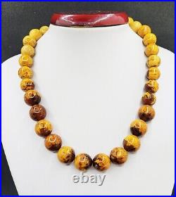 57.19g AMBER BEAD NECKLACE ANTIQUE RARE ART DECO EGG YOLK CHINESE