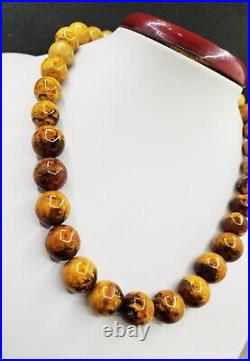 57.19g AMBER BEAD NECKLACE ANTIQUE RARE ART DECO EGG YOLK CHINESE