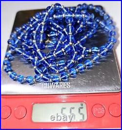 60 Art Deco Blue Pools Of Light Crystal Beads Necklace Rare Opera Length