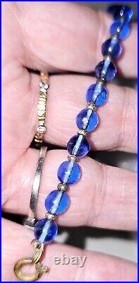 60 Art Deco Blue Pools Of Light Crystal Beads Necklace Rare Opera Length