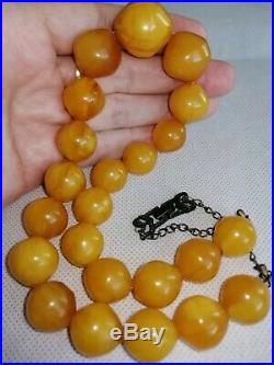76g Vintage Old Marbled Butterscotch Amber Faturan Bakelite Bead Necklace