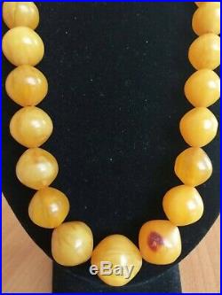 76g Vintage Old Marbled Butterscotch Amber Faturan Bakelite Bead Necklace