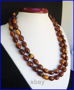 79.23g AMBER BEAD NECKLACE ANTIQUE RARE ART DECO EGG YOLK CHINESE