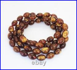 79.23g AMBER BEAD NECKLACE ANTIQUE RARE ART DECO EGG YOLK CHINESE