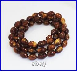 79.23g AMBER BEAD NECKLACE ANTIQUE RARE ART DECO EGG YOLK CHINESE