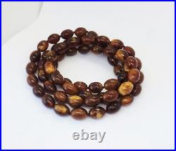 79.23g AMBER BEAD NECKLACE ANTIQUE RARE ART DECO EGG YOLK CHINESE