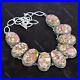 925 Silver Copper Pink Opal Gemstone Chain Art Deco Vintage New Necklace Jewelry