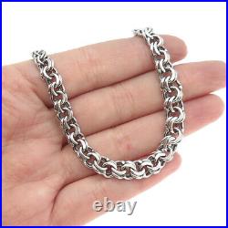 925 Sterling Silver Antique Art Deco Double Rolo Chain Necklace 16