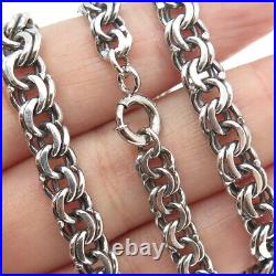 925 Sterling Silver Antique Art Deco Double Rolo Chain Necklace 16