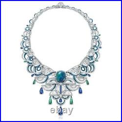 925 Sterling Silver Art Deco Style Opal Highend Handmade Teardrop Necklace