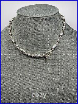 925 Sterling Silver Necklace Geometric Art Deco Vintage 48.41g 16 Chocker