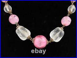 9k Antique Vintage Art Deco Carved Rock Crystal Necklace venetian beads