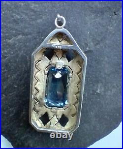 A Huge Original German Art Deco 1930s Silver and Blue Spinel Pendant