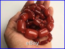 A Spectacular Quality Art Deco Cherry Amber Bakelite Beads Necklace 104 Grams