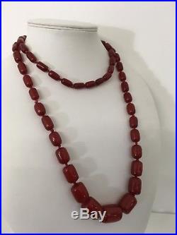A Spectacular Quality Art Deco Cherry Amber Bakelite Beads Necklace 104 Grams