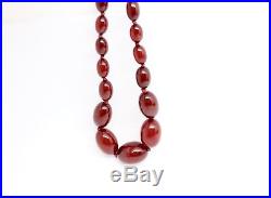 A Very Nice Art Deco Vintage Faturan Cherry Amber Bakelite Necklace 62.4 Grams