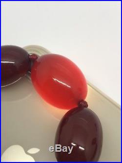 A Very Nice Art Deco Vintage Faturan Cherry Amber Bakelite Necklace 62.4 Grams